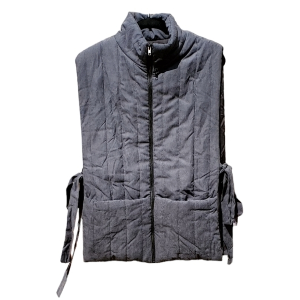Cider Zipup‎ Gray Open Vest Jacket Coat Ties Pockets XL NWT